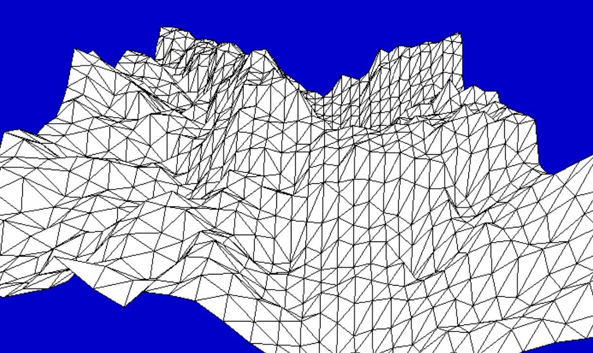 Une montagne réalisée à l'aide de l'algorithme du diamant-carré.